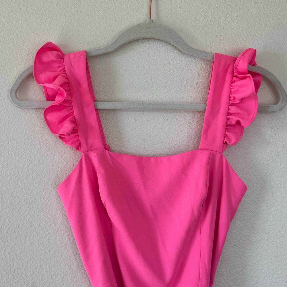Lilly Pulitzer Eppley Neon Pink Jumpsuit Barbie Sleeveless Size XS 00 $228 - Picture 5 of 15
